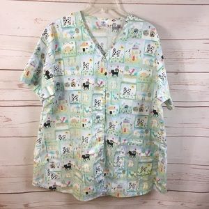 Midline adorable animal scrub top
